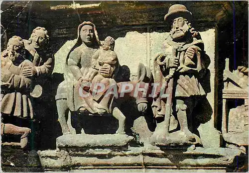 Cartes postales moderne Guimiliau (Finistere) La Bretagne en Couleurs Detail de Calvaire La Fuite en Egypte