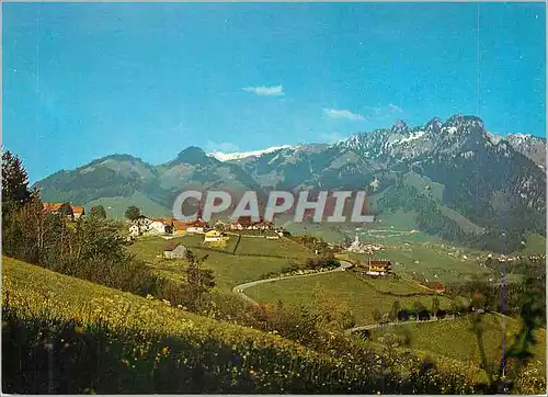 Cartes postales moderne Vallee de la Jogne avec Le Vieux Chalet a Cresuz Charmey et les Dents Vertes
