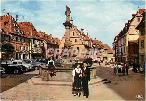 Moderne Karte La Place du Marche a Obernai L'Alsace Pittoresque Folklore