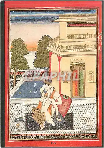 Cartes postales moderne Scene d'Amour sur une Terrasse Minuiature Indienne Ecole Moghole de Hyderabad vers 1770
