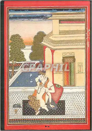 Moderne Karte Scene d'Amour sur une Terrasse Minuiature Indienne Ecole Moghole de Hyderabad vers 1770