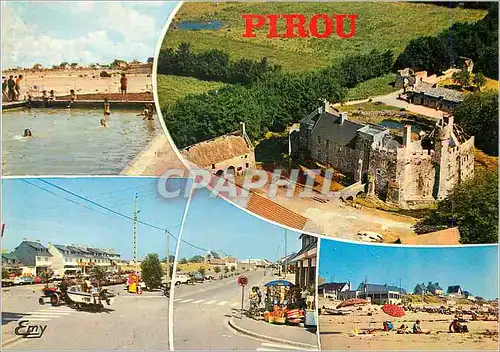 Cartes postales moderne Pirou (Manche) Le Chateau (XIIe Siecle) La Plage