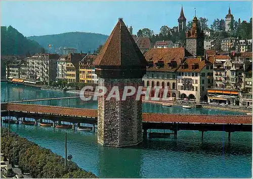 Cartes postales moderne Luzern Reussquai mit Kapellbrucke