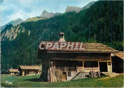 Moderne Karte Alpes Francaises en Couleurs Naturelles Pittoresques Chalets Montagnards