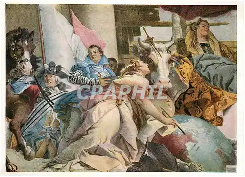 Cartes postales moderne Residenz Wurzburg Treppenhaus Europa aus dem Deckengemalde von G B Tiepolo Die vie Erdteile