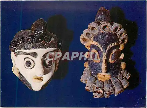 Cartes postales moderne Musee National du Bardo Masques Puniques en Pate de Verre (Carthage)