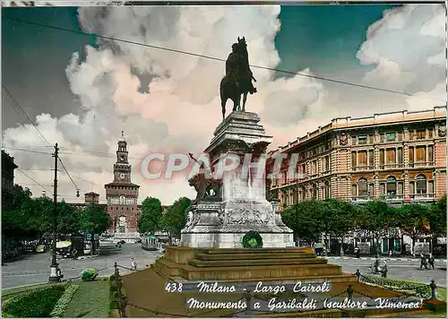 Moderne Karte Milano Largo Cairoli Monumento a Garibaldi (Scultore Vimenes)