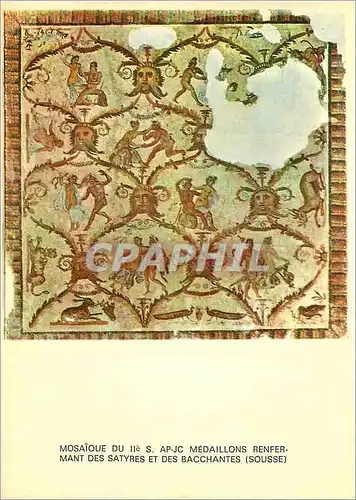 Cartes postales moderne Tunisie de Toujours Bacchantes et Satyres (Musee de Sousse) Mosaique du IIe S Ap JC