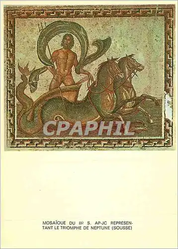 Cartes postales moderne Tunisie de Toujours Le Char de Neptune (Musee de Sousse) Mosaique du IIe S Ap J C