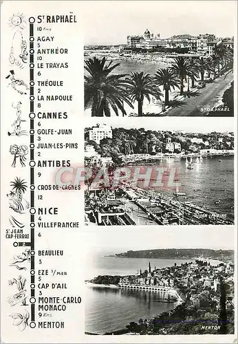 Moderne Karte De St Raphael a Menton Via Juan les Pins par le Bord de Mer