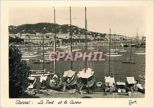 Moderne Karte Cannes le Port et le Casino Bateaux