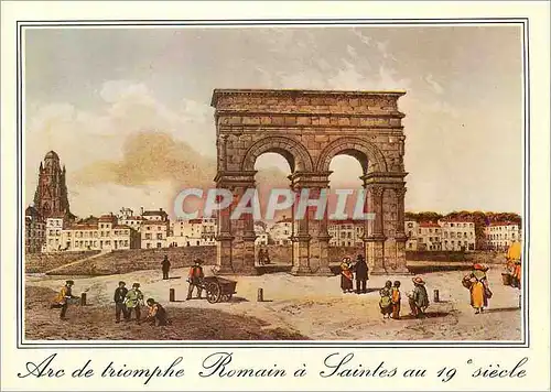 Moderne Karte Saintes Vieille Gravure de l'Arc de Triomphe Romain au 19e Siecle