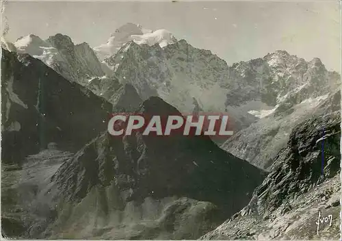 Moderne Karte Col du Galibier 2451 m (Htes Alpes) Au Fond Barre des Ecrins 4103 m