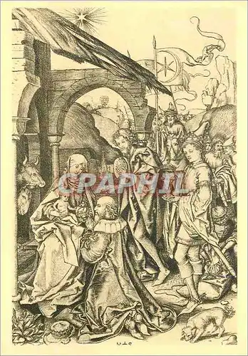 Moderne Karte Colmar vers 1450 Brisach 1491 Martin Schongauer Peintre Graveur L'Adoration des Mages