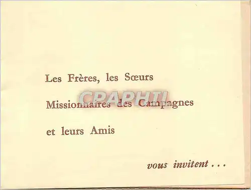 Carte Tombola Les Freres Les Soeurs Missionnaires des Campagnes et leurs Amis Seine et Marne
