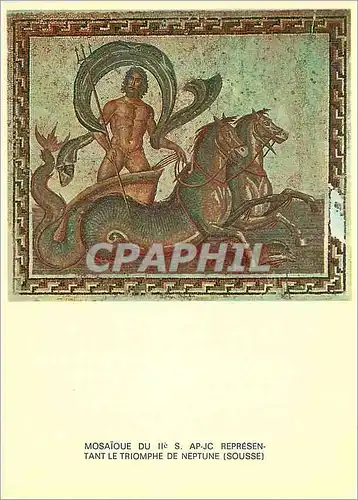 Cartes postales moderne Tunisie de Toujours Mosaique du IIe S ap J C Le Char de Neptune (Musee de Sousse)