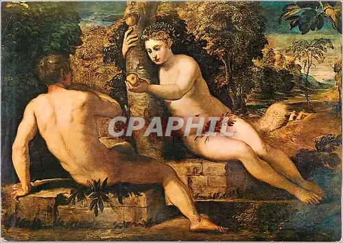 Moderne Karte Jacopo Tintoretto Adam et Eve Venise Galerie de l'Academie (Italie)