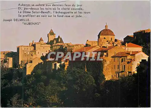 Moderne Karte Aubenas (Ardeche) Coucher de Soleil sur les Remparts