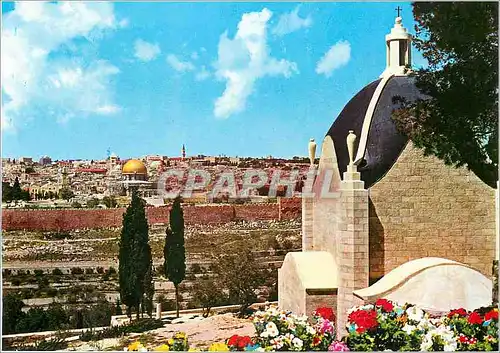 Moderne Karte Jerusalem Sanctuaire de Dominus Flevit (Quant il Fut Proche a la vue de la Ville Il Pleura sur e