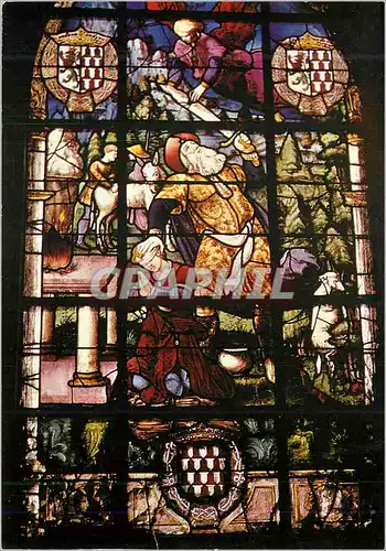 Cartes postales moderne Champeaux L'Eglise Ancienne Collegiale (XIVe XVe Siecle) Vitrail du Sacrifice d'Abraham