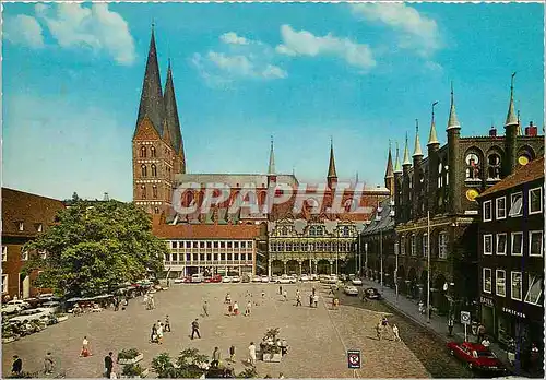 Cartes postales moderne Lubeck Marktplatz mit St Marien und Rathaus