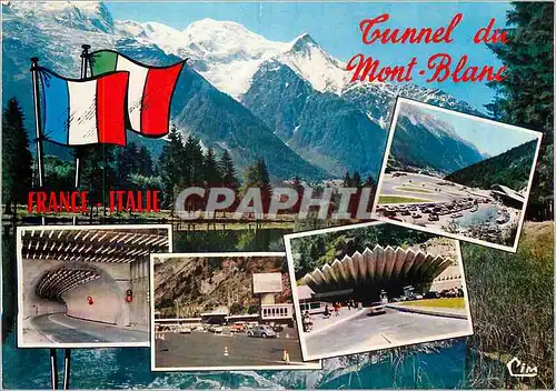 Moderne Karte Chamonix Mont Blanc (Hte Savoie) Tunnel du Mont Blanc