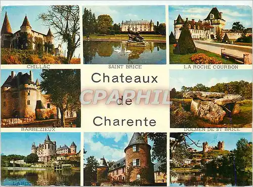 Moderne Karte Sites et Chateaux de Charente Chillac St Brice la Roche Courbon