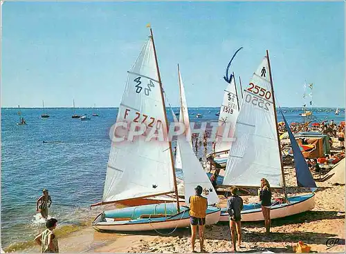Moderne Karte Cote d'Argent Bassin d'Arcachon Bateaux a Voiles