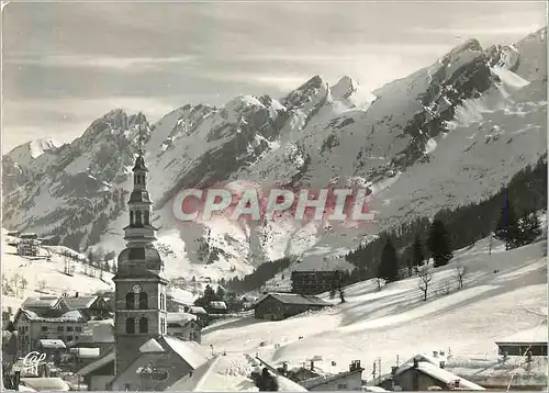 Moderne Karte La Clusaz Vue Generale et la Chaine des Aravis