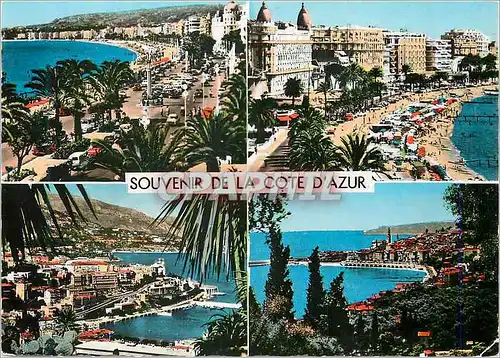 Moderne Karte Souvenir de la Cote d'Azur Nice Cannes Monte Carlo Menton