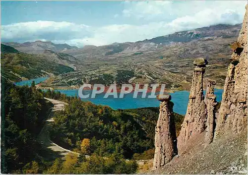 Moderne Karte Barrage de Serre Poncon (H A) Le Lac Les Cheminees des Fees du Sauze