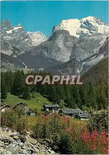 Moderne Karte Les Alpes en Couleurs Naturelles Hameau de Haute Montagne