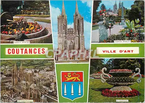 Moderne Karte Coutances Ville d'Art (Manche) Jardin public La cathedrale L'amphore