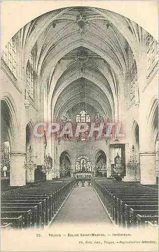 Cartes postales Troyes Eglise Saint Martin Interieur
