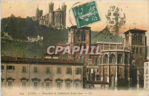 Cartes postales Lyon Fourviere et Cathedrale Saint Jean