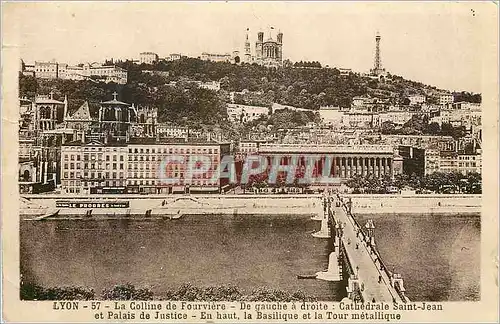 Cartes postales Lyon La Colline de Fourviere Cathedrale Saint Jean et Palais de Justice La Basilique et la Tour