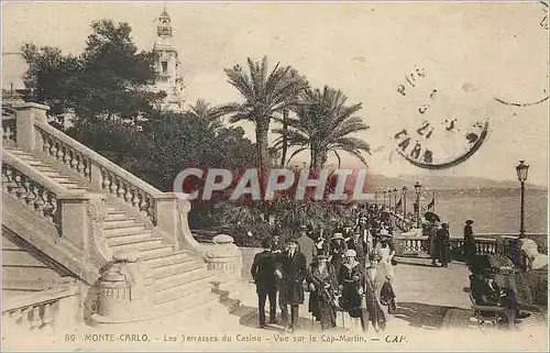 Cartes postales Monte Carlo Les Terrasses du Casino Vue sur le Cap Martin