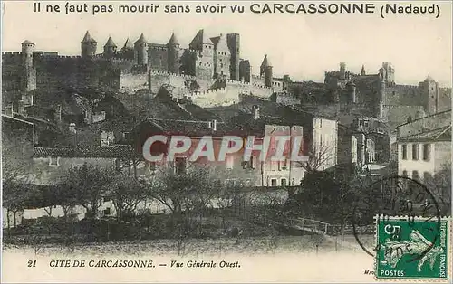 Cartes postales Cite de Carcassonne Vue Generale Ouest