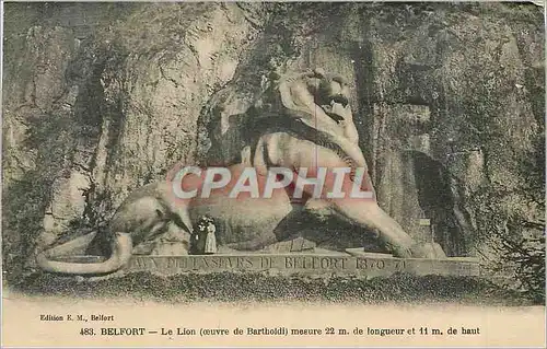 Ansichtskarte AK Belfort Le Lion (Oeuvre de Bartholdi) Mesure 22 m de Longueur et 11 m de Hauteur
