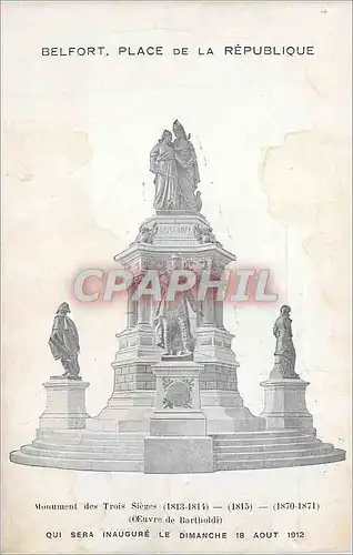 Cartes postales Belfort Place de la Republique Monument des Trois Sieges (1813 1814)