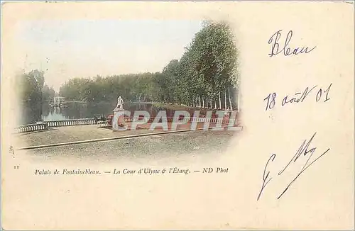 Cartes postales Palais de Fontainebleau La Cour d'Ulysse L'Etang (carte 1900)