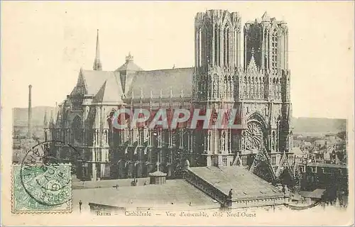 Cartes postales Reims Cathedrale Vue d'ensemble Cote Nord Ouest
