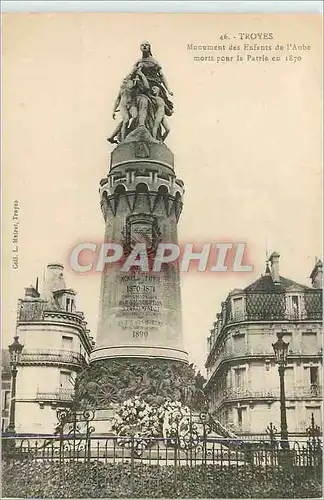 Cartes postales Troyes Monument des Enfants de l'Aube Morts pour la Patrie en 1870