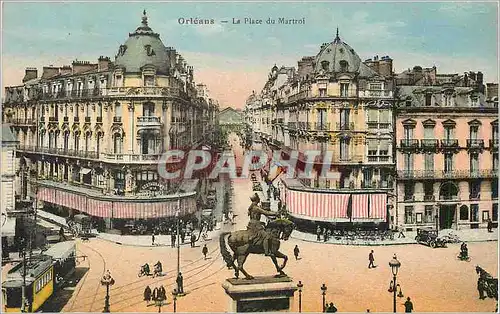 Ansichtskarte AK Orleans La Place du Martroi Tramway