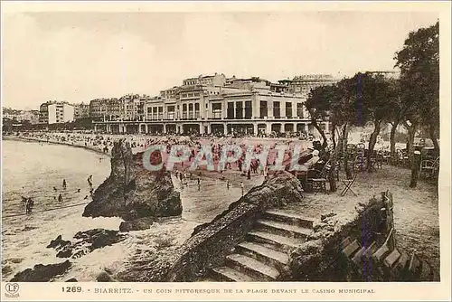 Cartes postales Biarritz Un Coin Pittoresque de la Plage devant le Casino Municipal