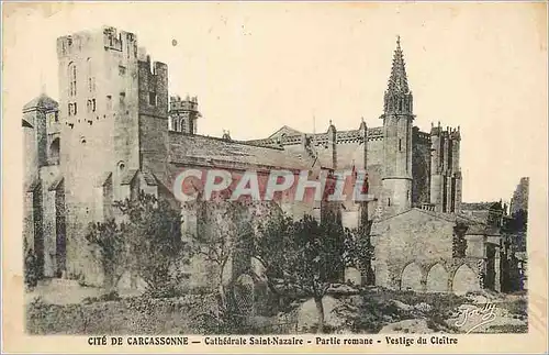 Ansichtskarte AK Cite de Carcassonne Cathedrale Saint Nazaire Partie Romane Vestige du Cloitre