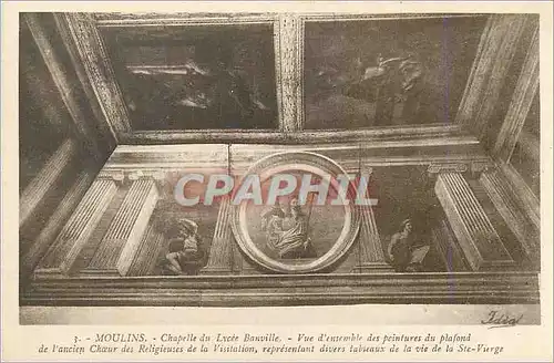 Cartes postales Moulins Chapelle du Lycee Banville Vue d'ensemble des pointures du Plafond