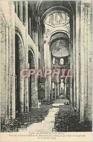 Ansichtskarte AK Eglise de Conques (XIe Siecle) Vue de la Grande Net et du Maitre Autel Consacre par Mgr de Ligon
