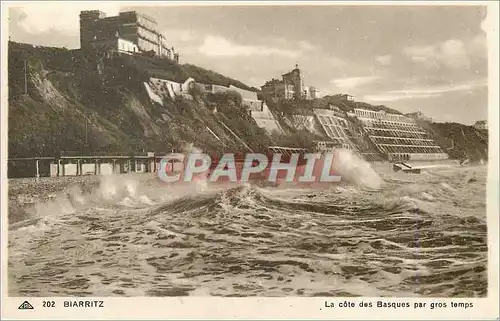 Cartes postales Biarritz La Cote des Basques par Gros Temps