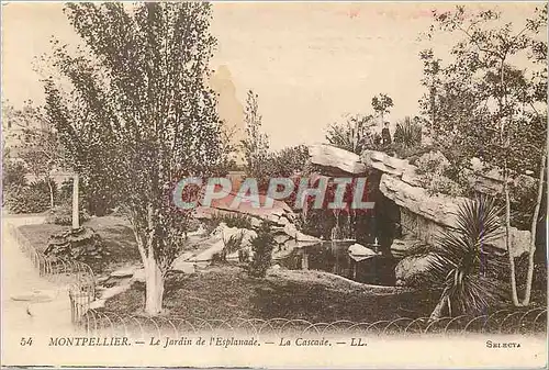 Cartes postales Montpellier Le Jardin de l'Esplanade La Cascade